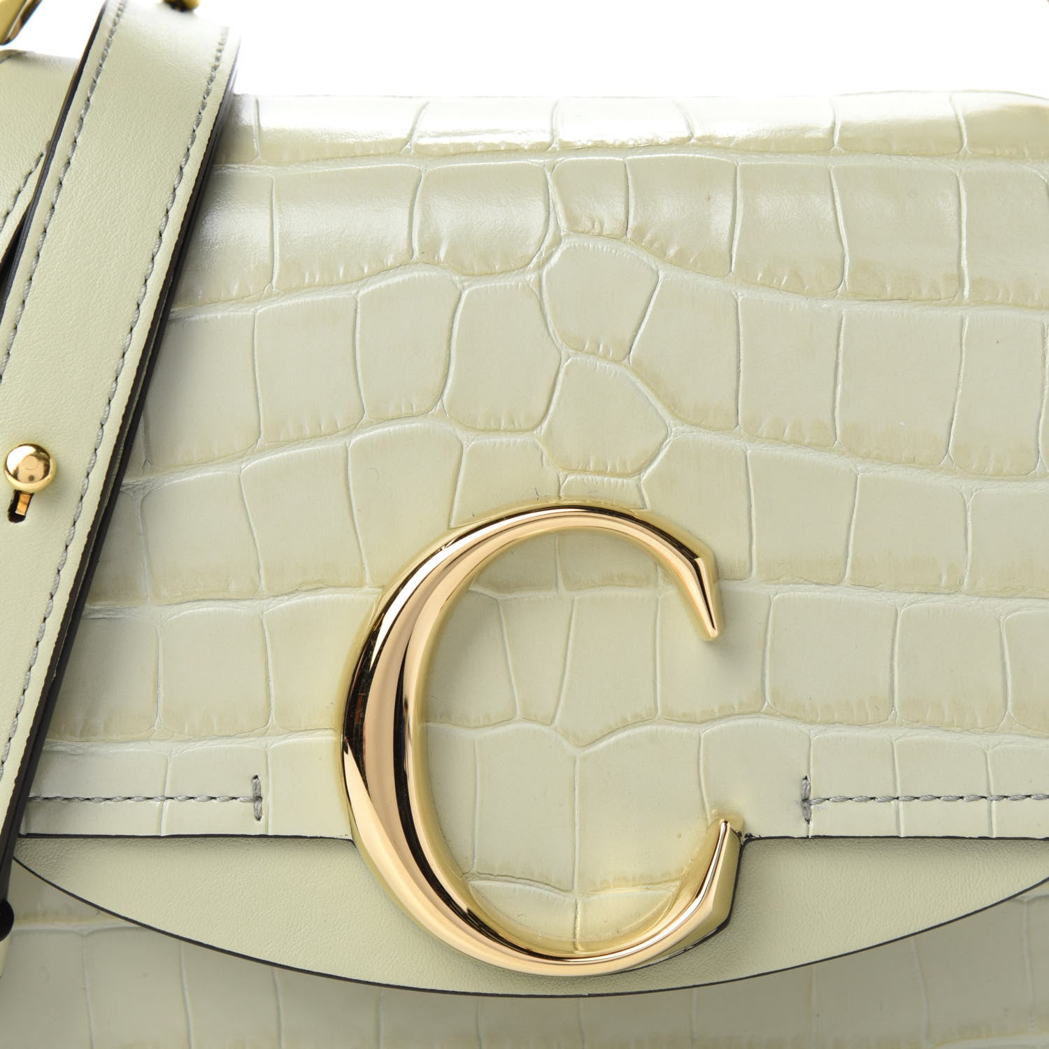 Chloe Calfskin Crocodile Embossed Mini C Double Carry Light Eucalyptus 9 of 9