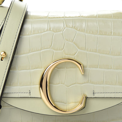 Chloe Calfskin Crocodile Embossed Mini C Double Carry Light Eucalyptus 9 of 9