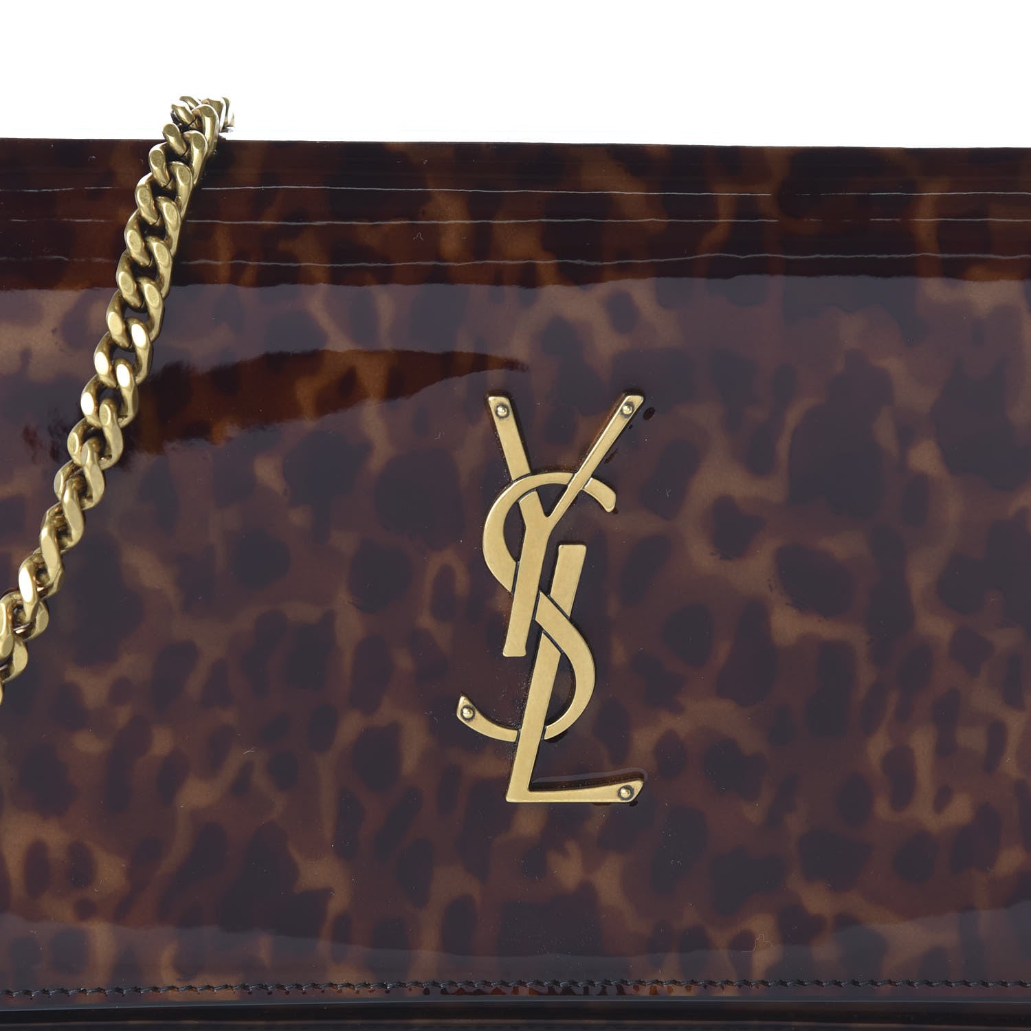 Saint Laurent Patent Monogram Chain Wallet Tortoiseshell 9 of 9