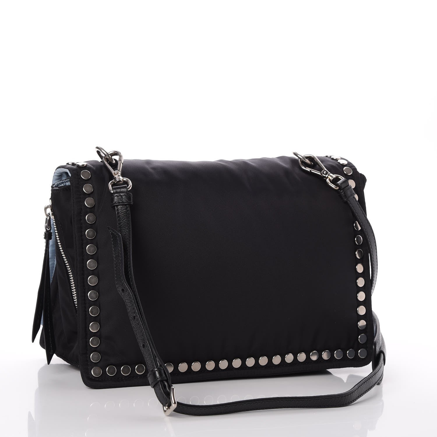 Prada Nylon Tessuto Studded Small Etiquette Bag Black Astrale 3 of 8