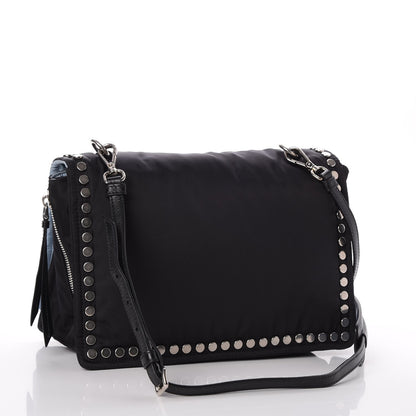 Prada Nylon Tessuto Studded Small Etiquette Bag Black Astrale 3 of 8