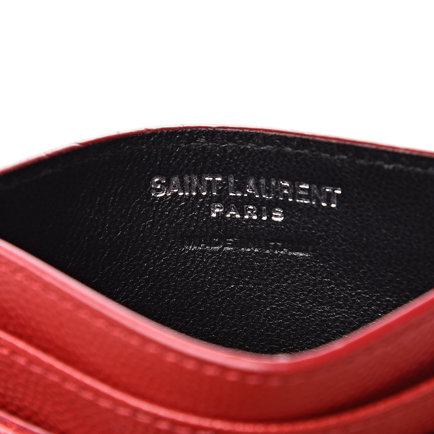 Saint Laurent Grain De Poudre Matelasse Chevron Monogram Credit Card Case New Red 7 of 8