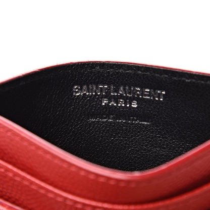 Saint Laurent Grain De Poudre Matelasse Chevron Monogram Credit Card Case New Red 7 of 8