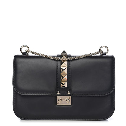Valentino Garavani Vitello Medium Glam Lock Rockstud Flap Black 1 of 8