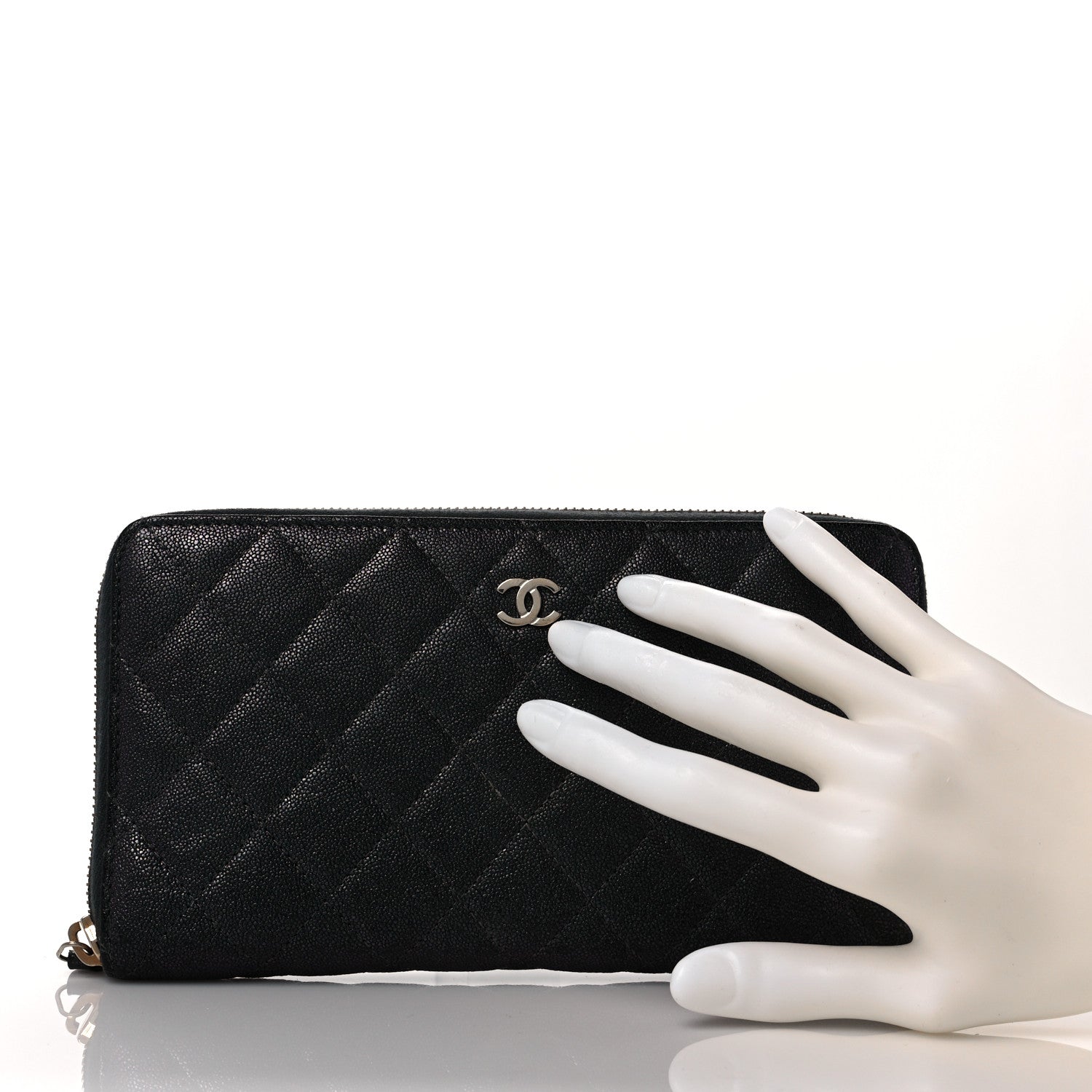 Chanel Iridescent Caviar Quilted Large Zip Around Organizer Wallet Black 2 of 9
