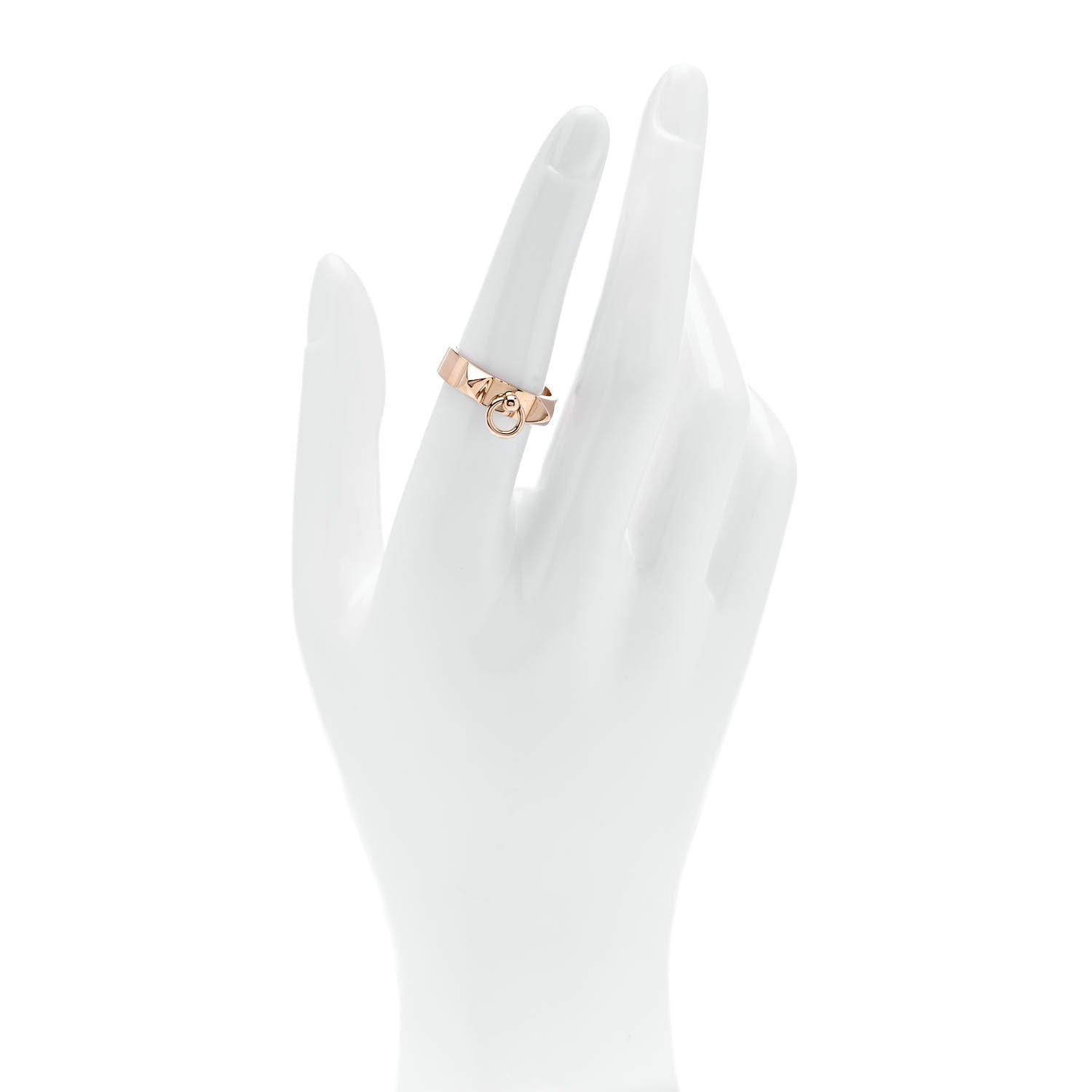 Hermes 18K Rose Gold PM Collier De Chien Ring 54 7 2 of 4