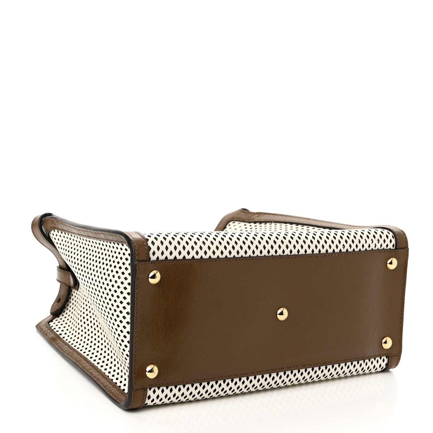 Fendi Vitello Liberty Glossy Lambskin Perforated Medium Peekaboo X-Lite White Ice Rust Maya 4 of 10