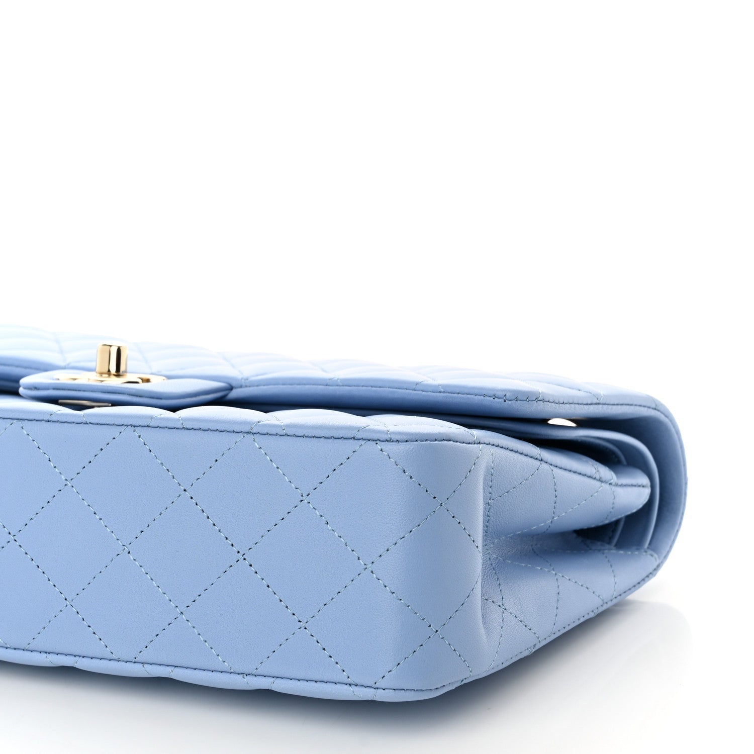 Chanel Lambskin Quilted Medium Double Flap Light Blue 10 of 11