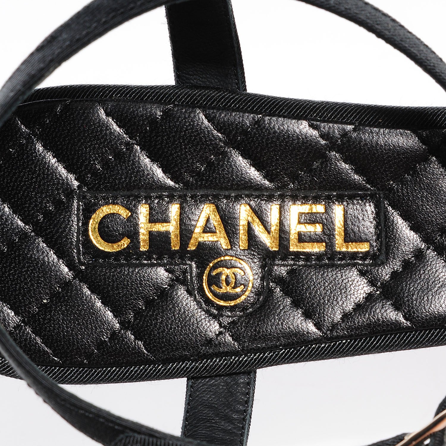 Chanel Lambskin Grosgrain CC Chain Thong Sandals 39.5 Black Gold 7 of 7