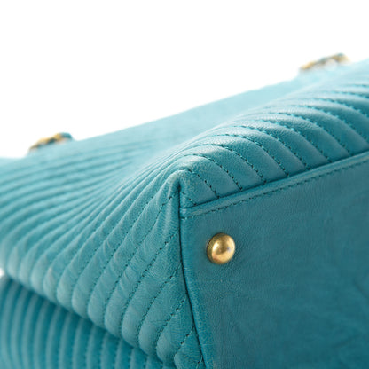 Chanel Wrinkled Lambskin Chevron Quilted Surpique Tote Green 12 of 12