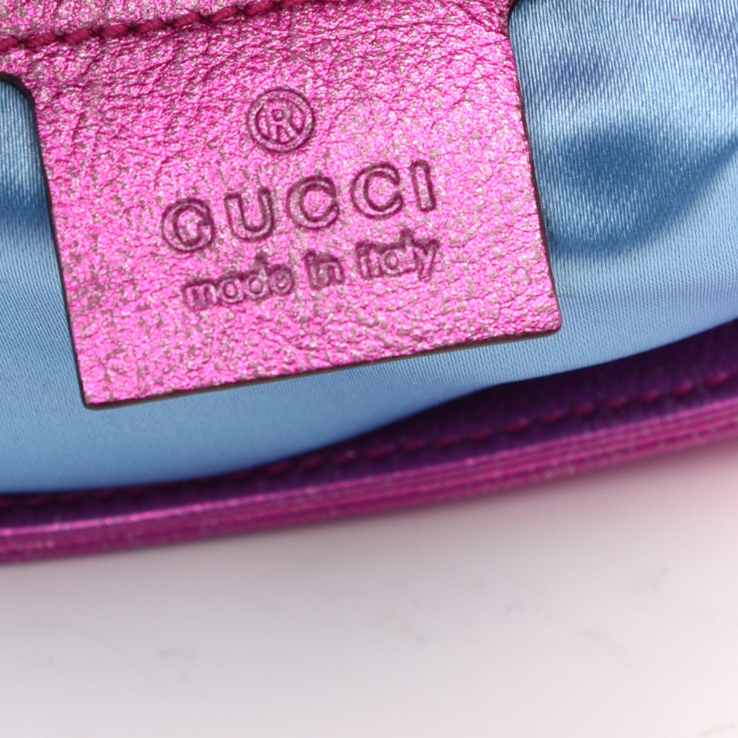 Metallic Calfskin Matelasse Small GG Marmont Shoulder Bag Fuchsia