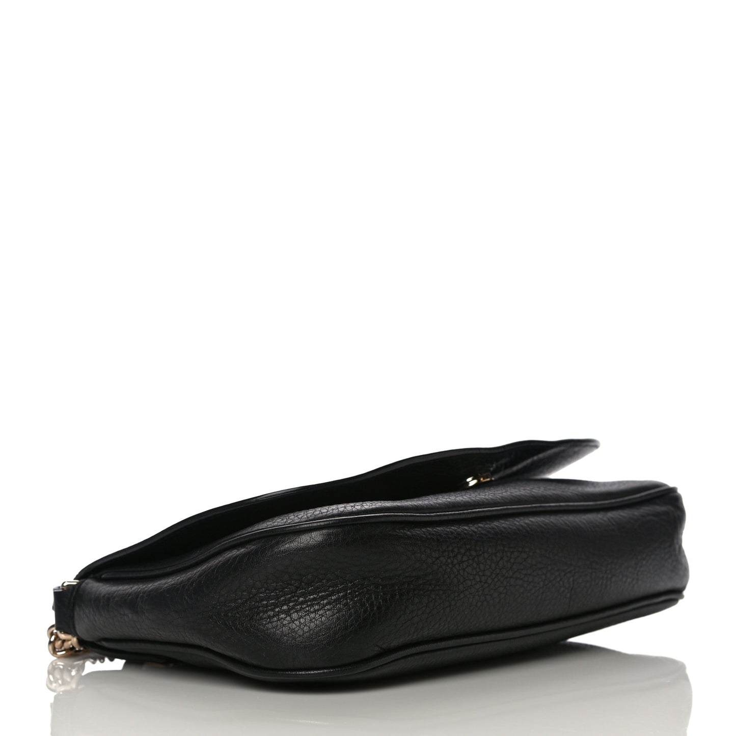 Pebbled Calfskin Medium Soho Flap Crossbody Black