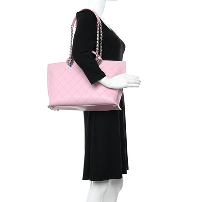 Chanel Calfskin Stitch Medium Ring My Bag Shopping Tote Pink 2 of 11