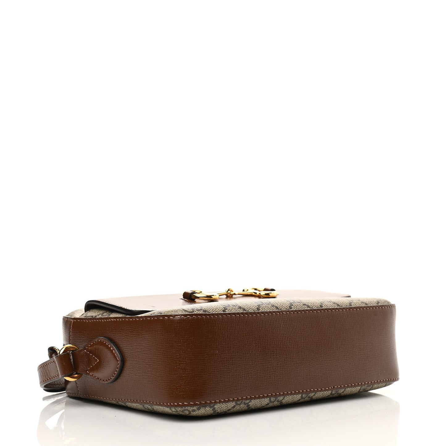 GG Supreme Monogram Small Horsebit 1955 Shoulder Bag Beige Brown Sugar