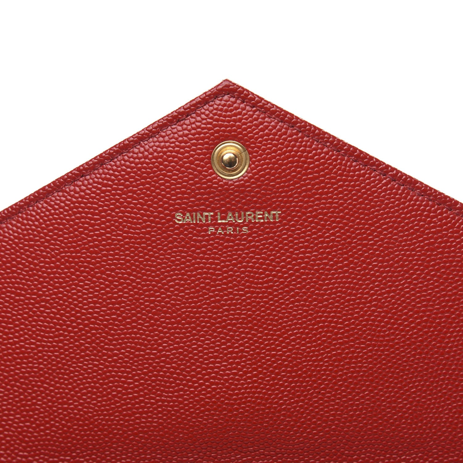 Saint Laurent Grain De Poudre Matelasse Chevron Monogram Chain Wallet Vermillion 6 of 12