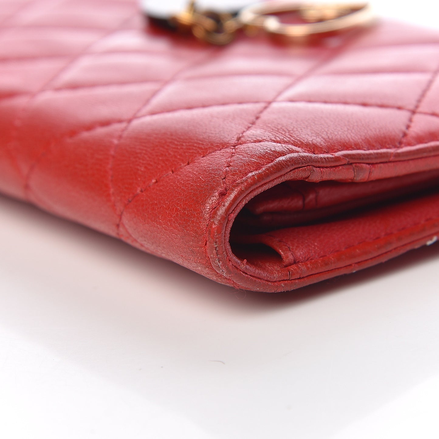 Lambskin Quilted Valentine Wallet Red
