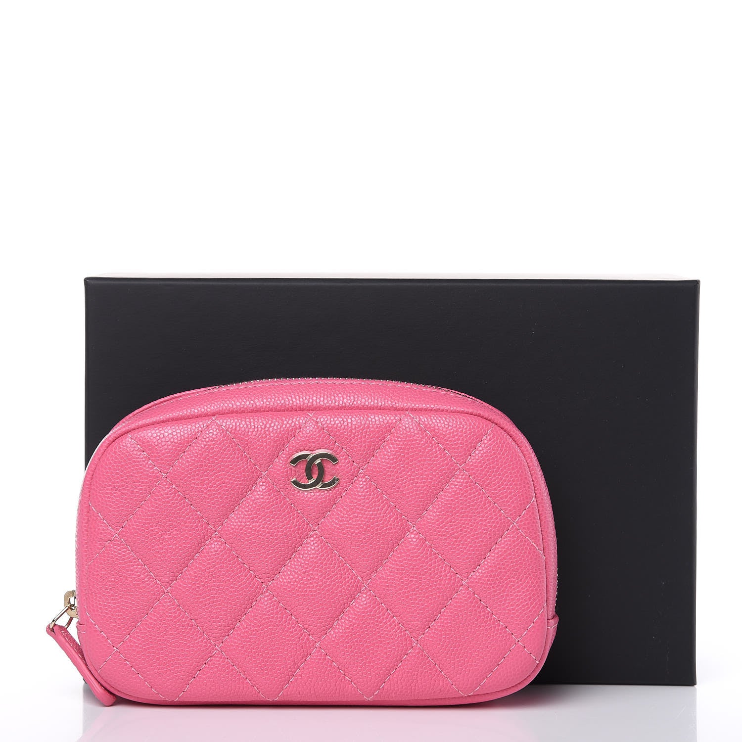 Chanel Caviar Quilted Small Curvy Pouch Cosmetic Case Pink 10 of 10