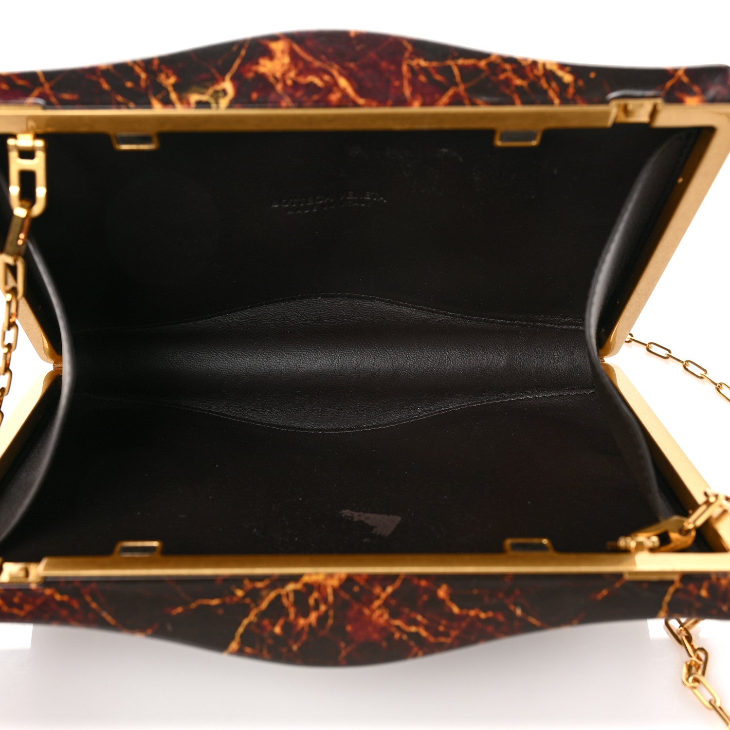 Bottega Veneta Spazzolato Calfskin Chain Clutch Gold Marble 5 of 9