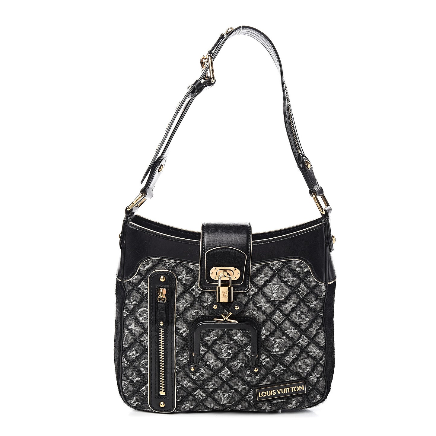 Denim Quilted Monogram Musette Black