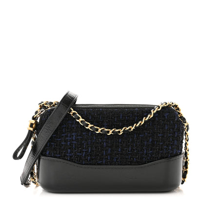 Chanel Tweed Aged Calfskin Quilted Small Gabrielle Clutch With Chain Black Blue 1 of 14