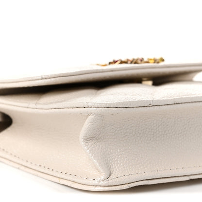 Chanel Caviar Quilted Crystal CC Clutch With Chain White 9 of 11