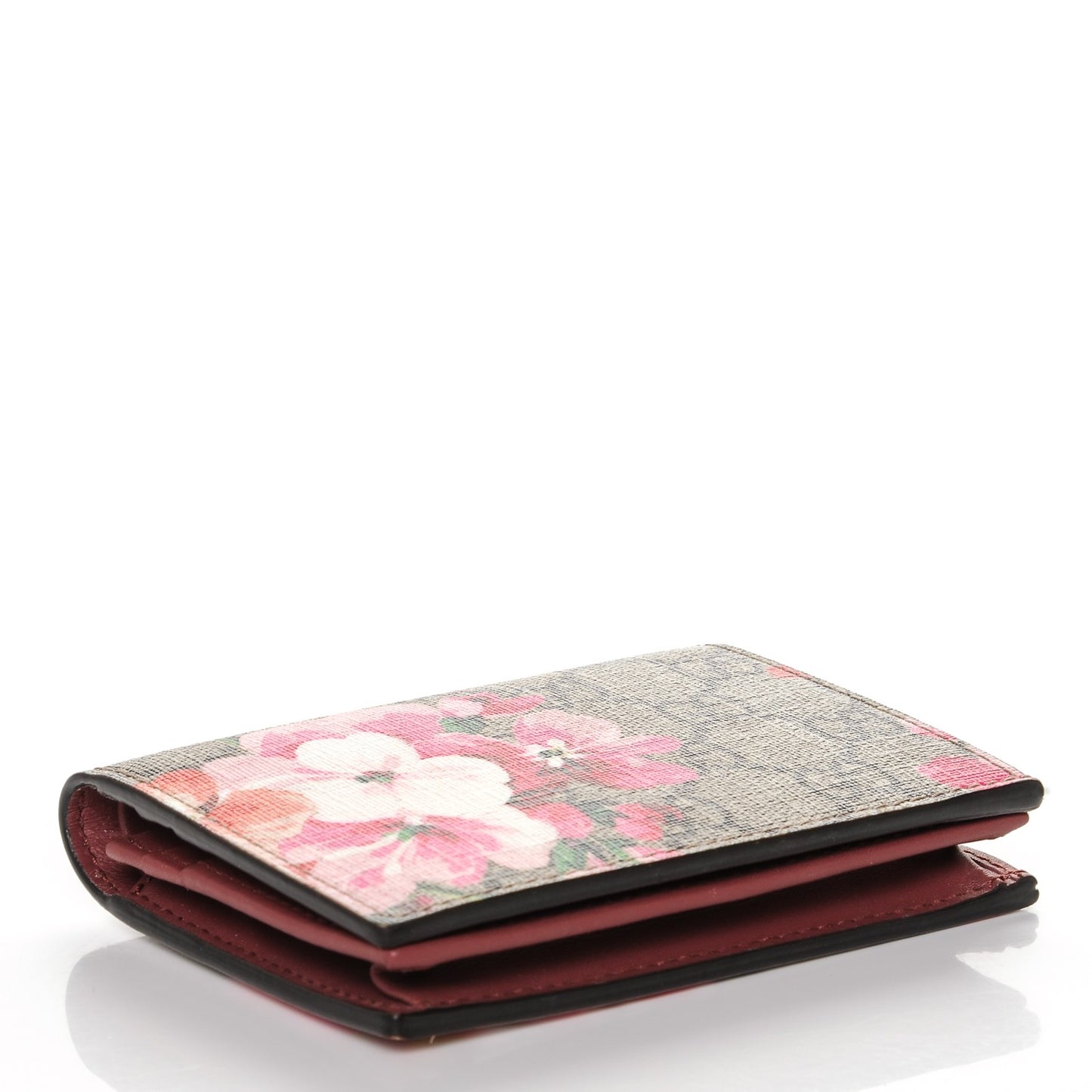 GG Supreme Monogram Blooms Card Case Beige Multicolor Dry Rose