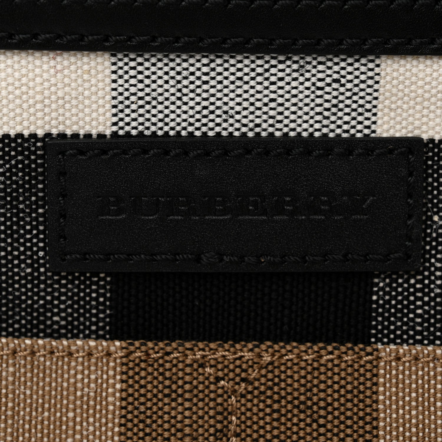 Burberry Grainy Calfskin Canvas Mega Check Medium Ashby Tassel Hobo Black 8 of 13