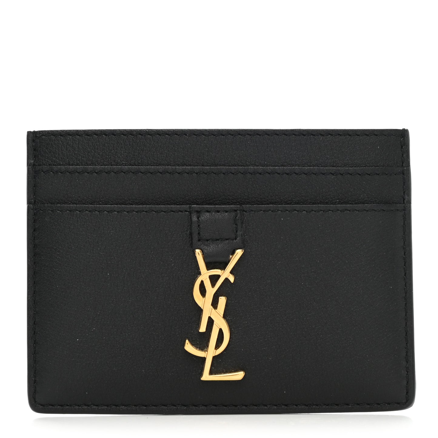 Calfskin Monogram Credit Card Case Black