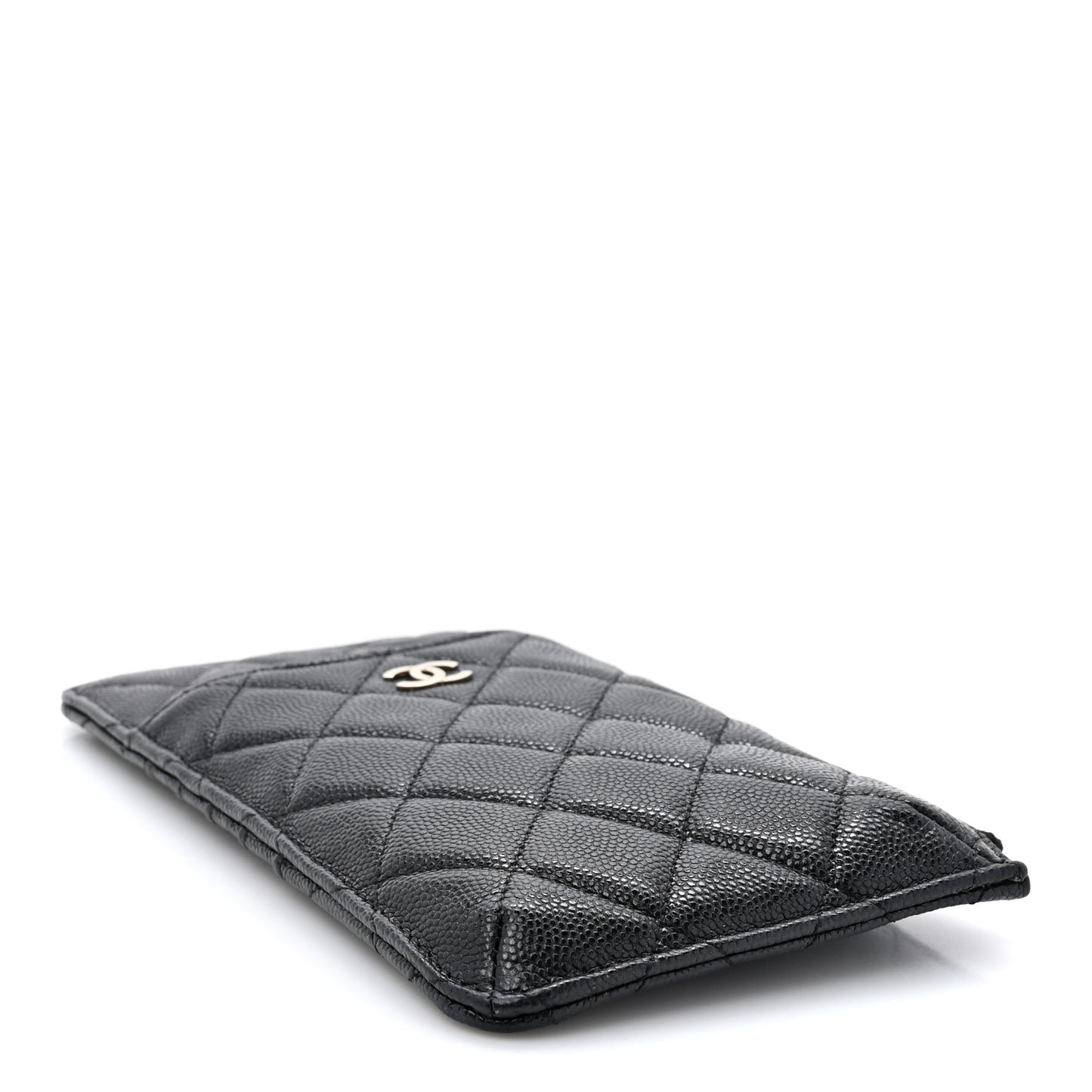 Caviar Quilted Classic Flat Wallet Pouch Black