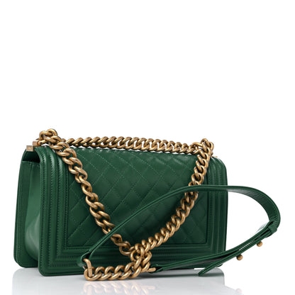 Chanel Caviar Quilted Medium Boy Flap Green 3 of 12