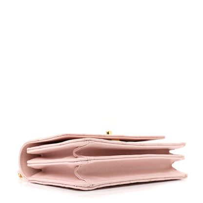 Chanel Shiny Caviar Quilted Flap Charm Wallet On Chain WOC Light Pink 4 of 14