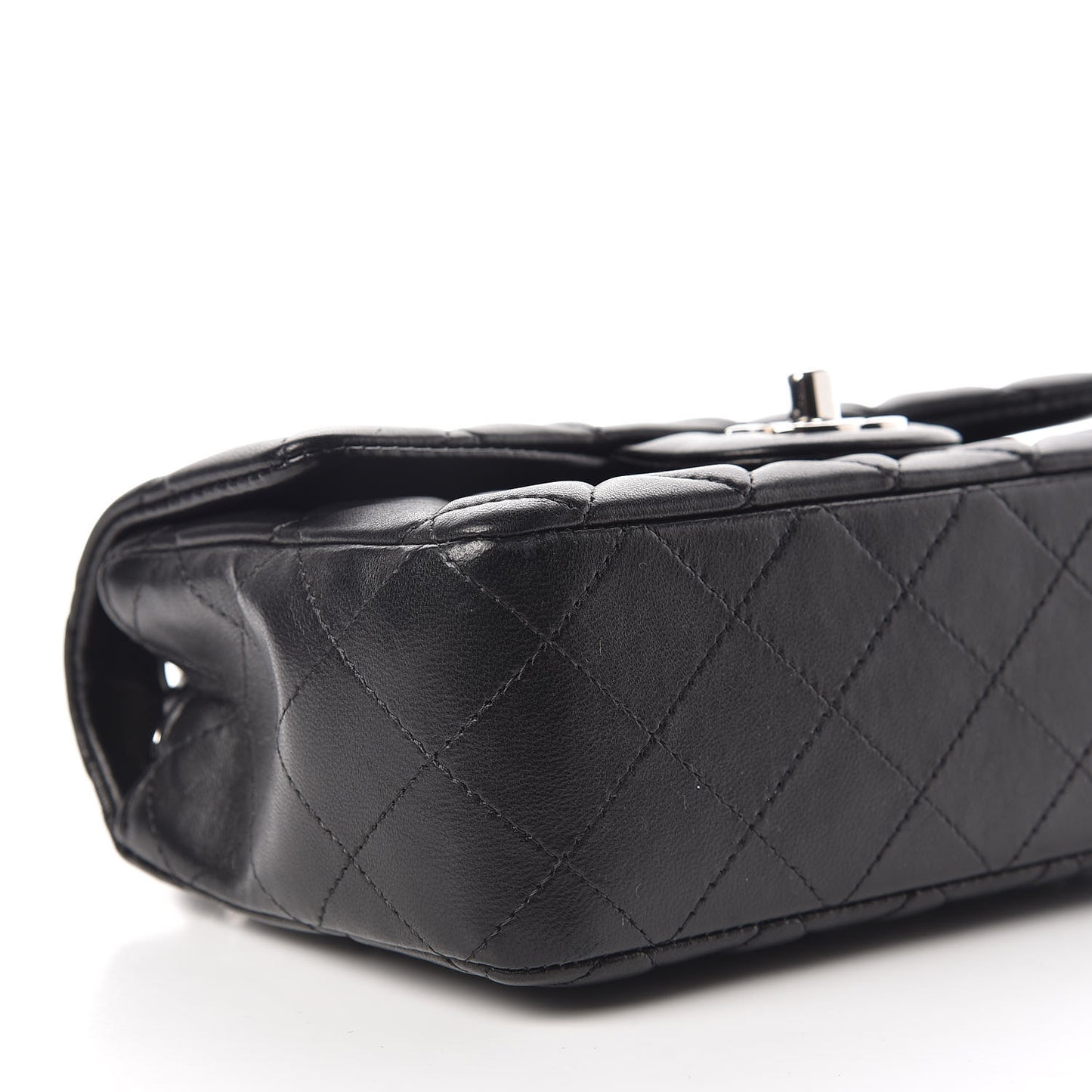 Lambskin Quilted Mini Rectangular Flap Black