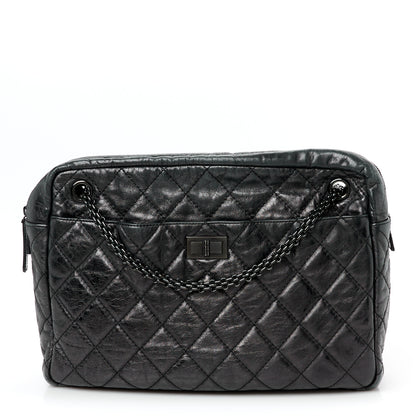 Chanel Metallic Aged Calfskin Quilted Large Reissue Camera Case Black 1 of 10