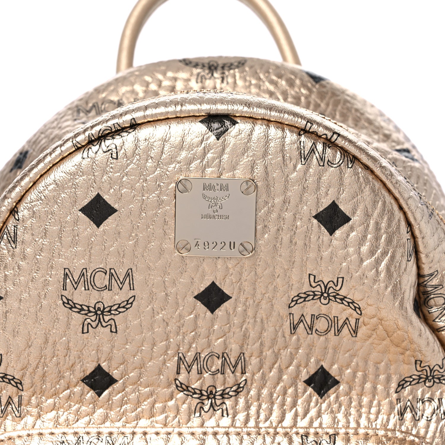 MCM Metallic Visetos Mini Side Stud Stark Backpack Gold 10 of 10