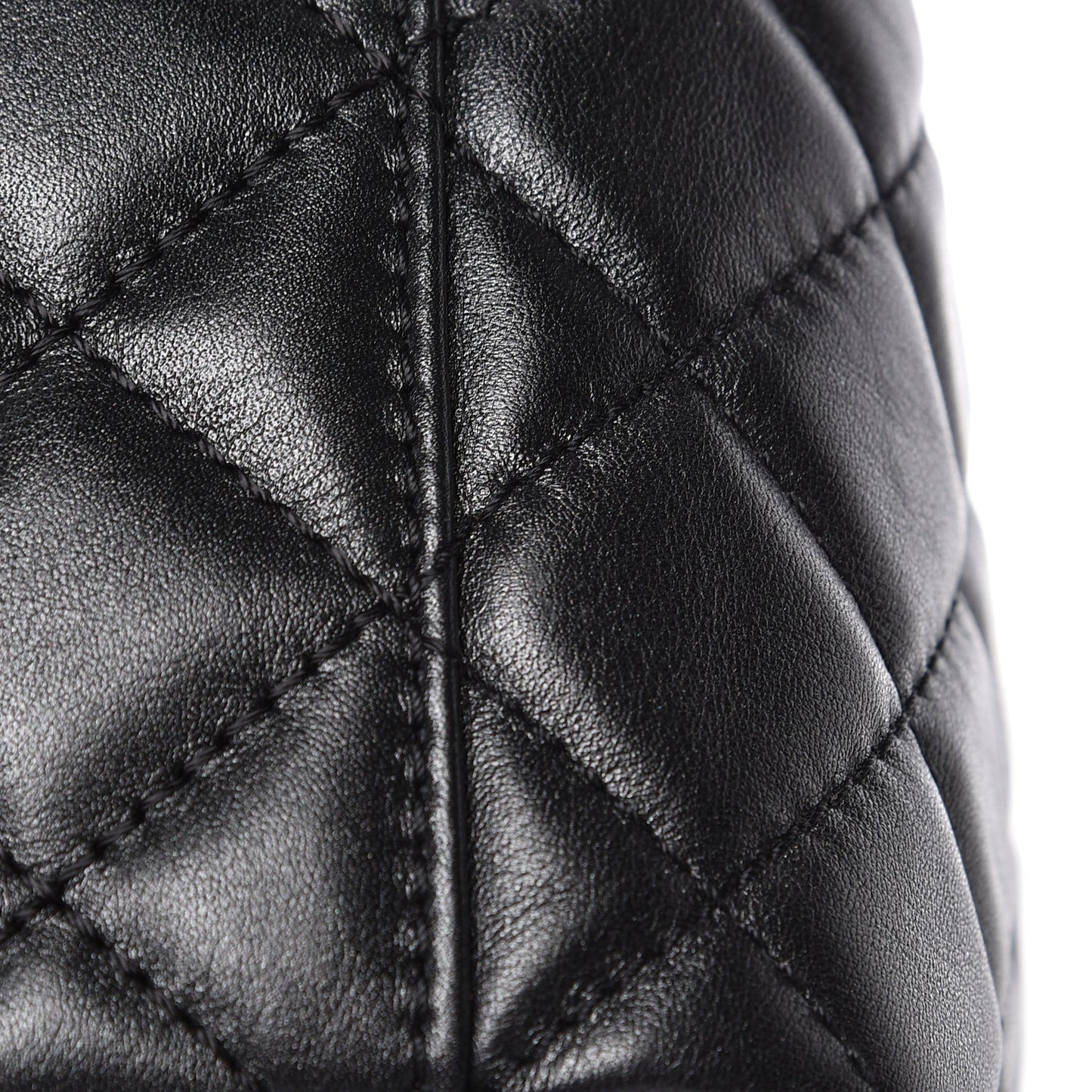 Metallized Calfskin Quilted Small XXL Travel Flap Bag Black