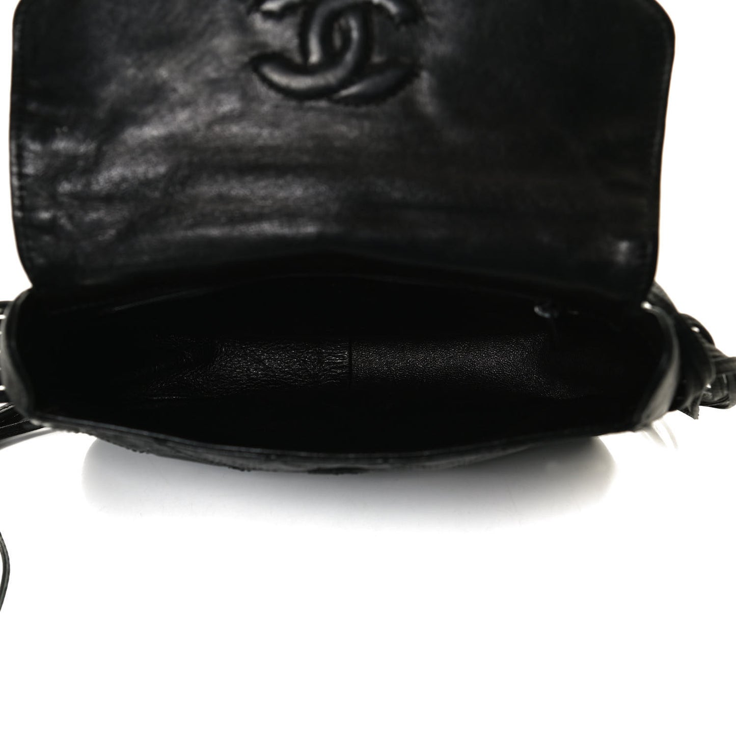 Lambskin Stitched Small Single Flap Black