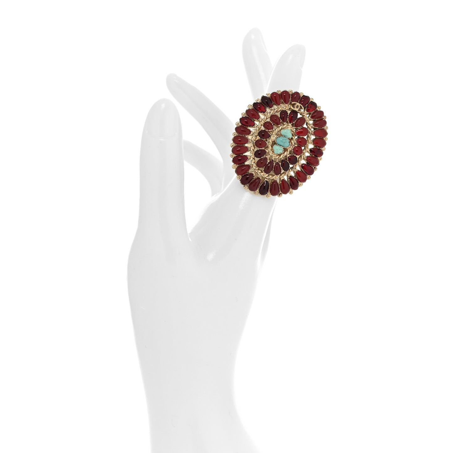 Enamel Gripoix Ring 52 6 Turquoise Burgundy