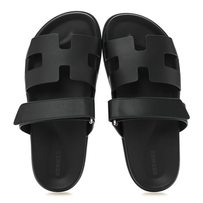 Hermes Calfskin Womens Chypre Sandals 39 Black 2 of 10