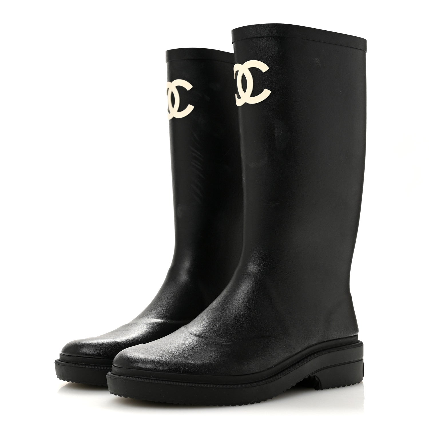Chanel Caoutchouk CC High Boots 37 Black 4 of 9