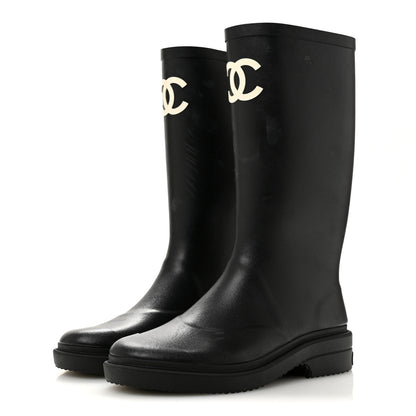 Chanel Caoutchouk CC High Boots 37 Black 4 of 9