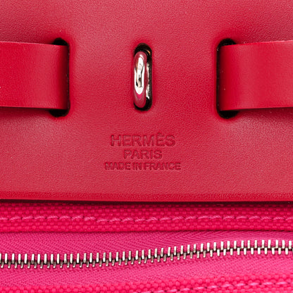 Hermes Toile Militaire Vache Hunter Laque Herbag Zip Retourne 31 PM Rose Mexico Rouge Piment 8 of 13