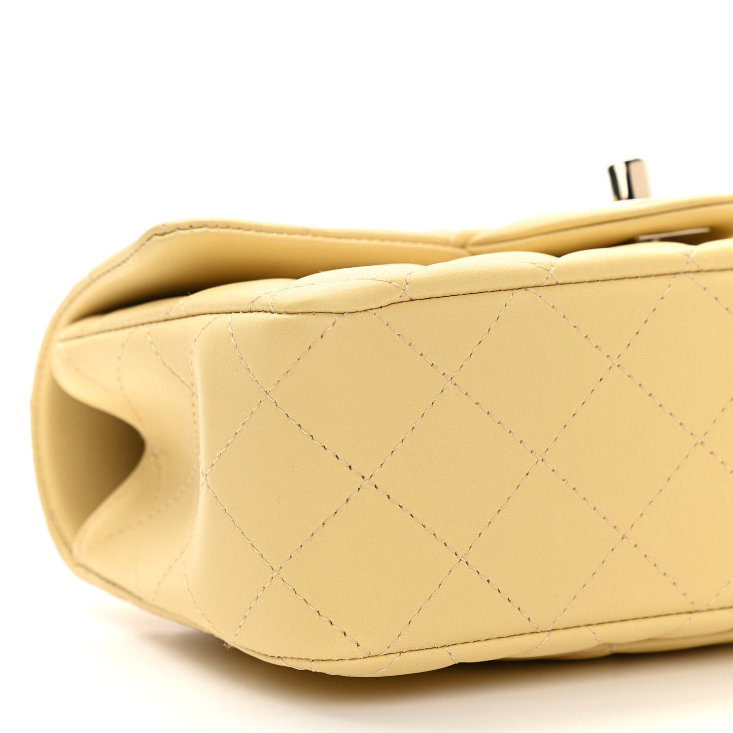 Lambskin Quilted Mini Top Handle Rectangular Flap Yellow