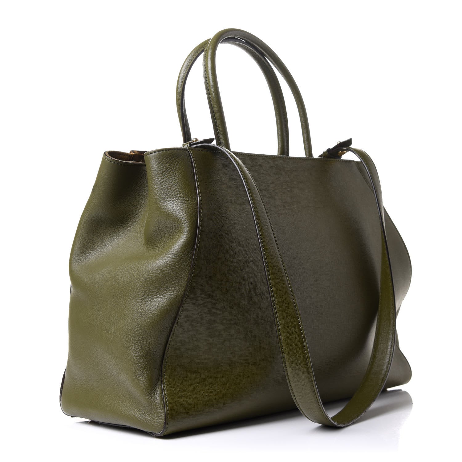 Fendi Vitello Elite Flamingo Regular 2Jours Tote Oliva 3 of 14