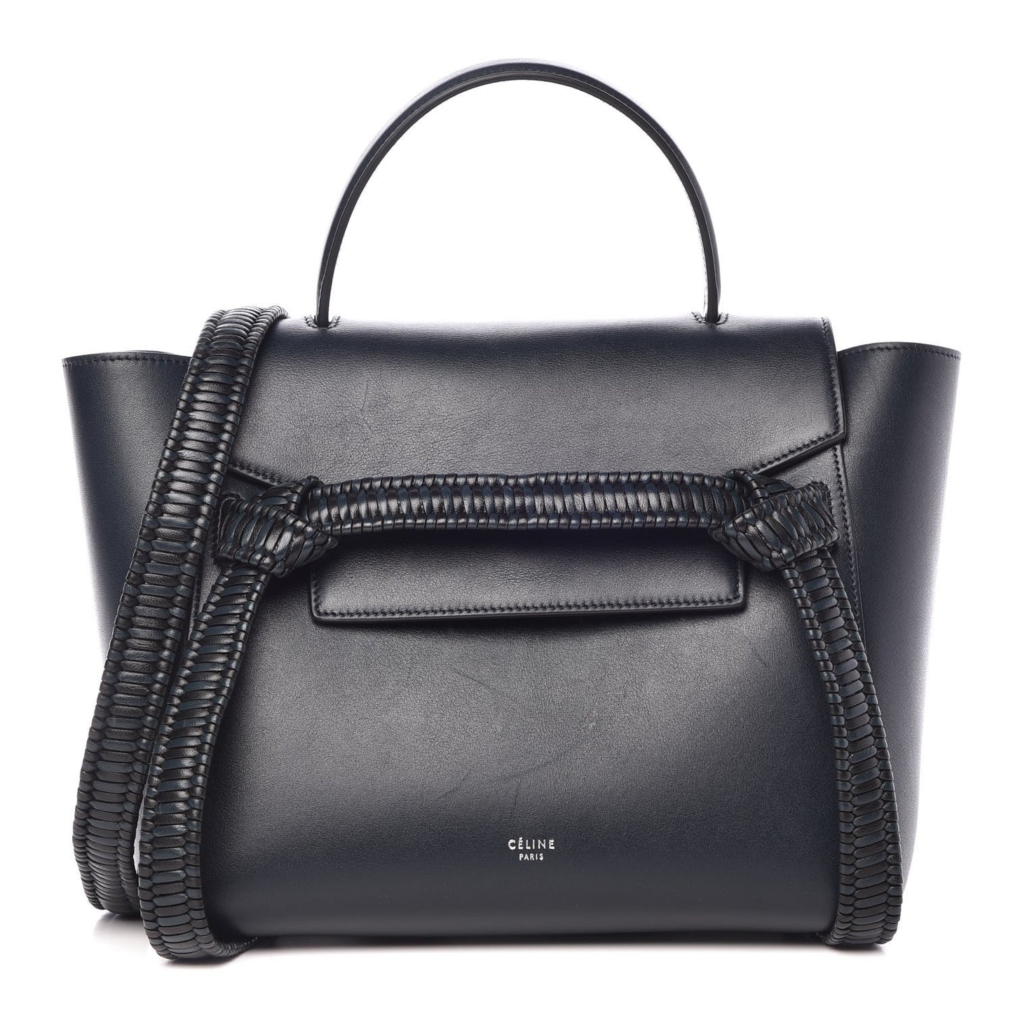 Smooth Calfskin Micro Bi-Color Braided Belt Bag Dark Sea