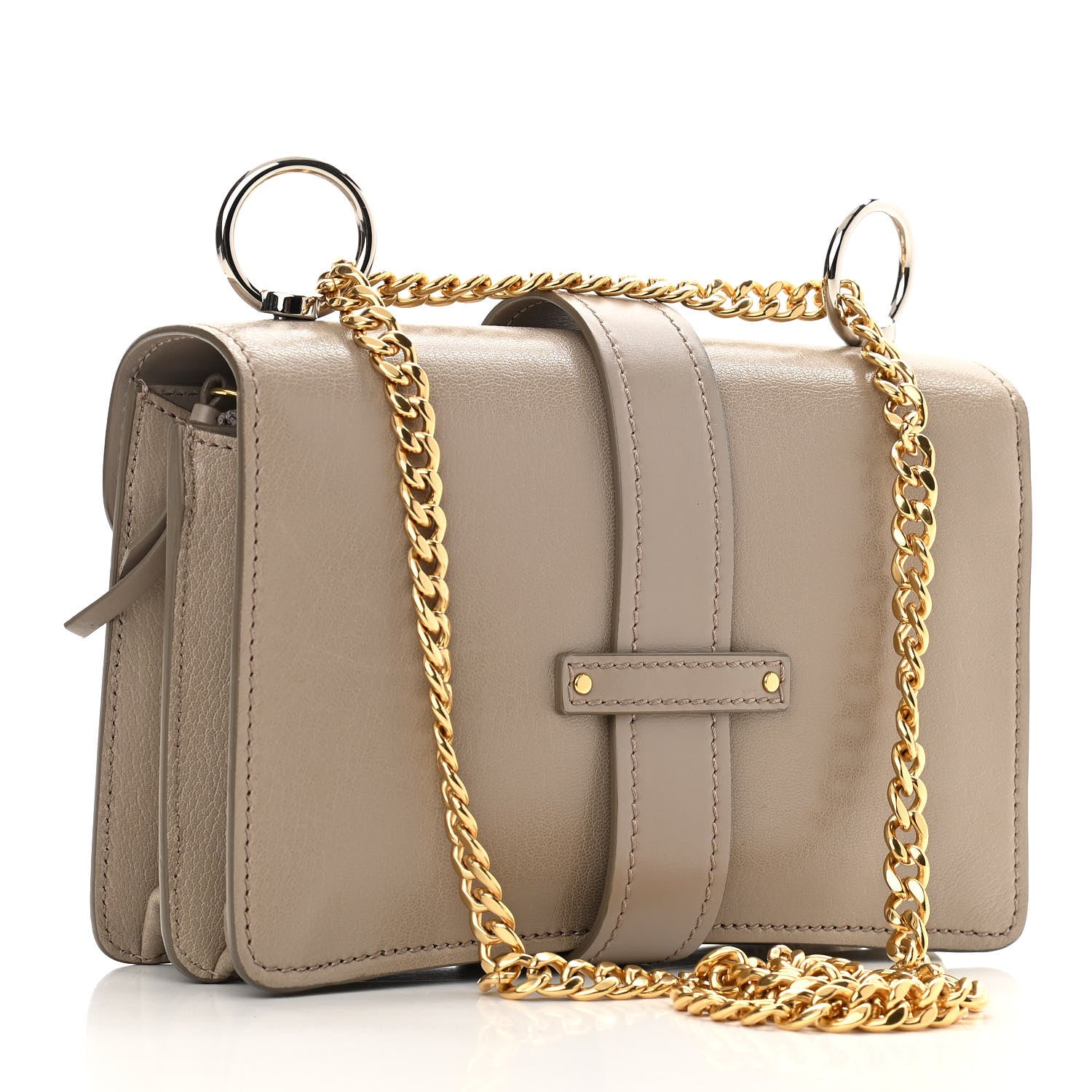 Chloe Shiny Goatskin Calfskin Mini Aby Chain Shoulder Bag Motty Grey 3 of 10
