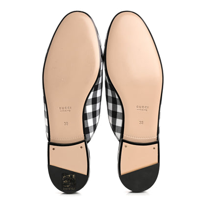 Gucci Cotton Gingham Womens Princetown Slippers 38 White Black 6 of 11
