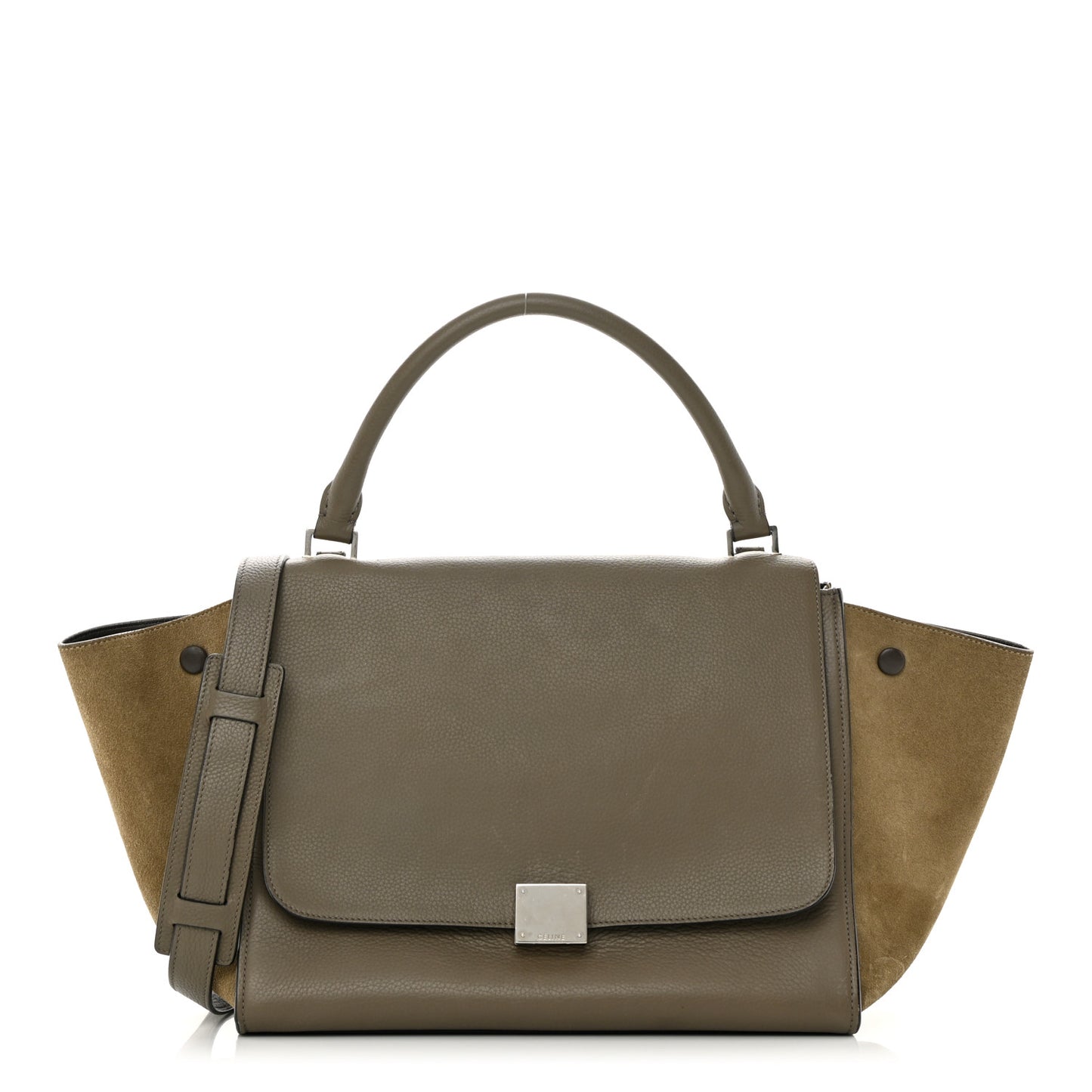 Drummed Calfskin Suede Medium Trapeze Souris