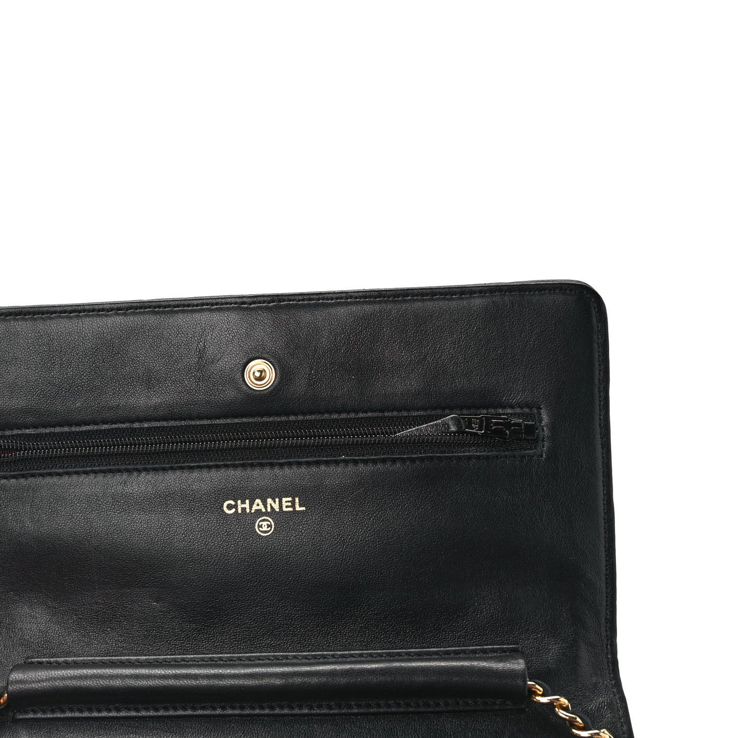 Lambskin Quilted Wallet On Chain WOC Black