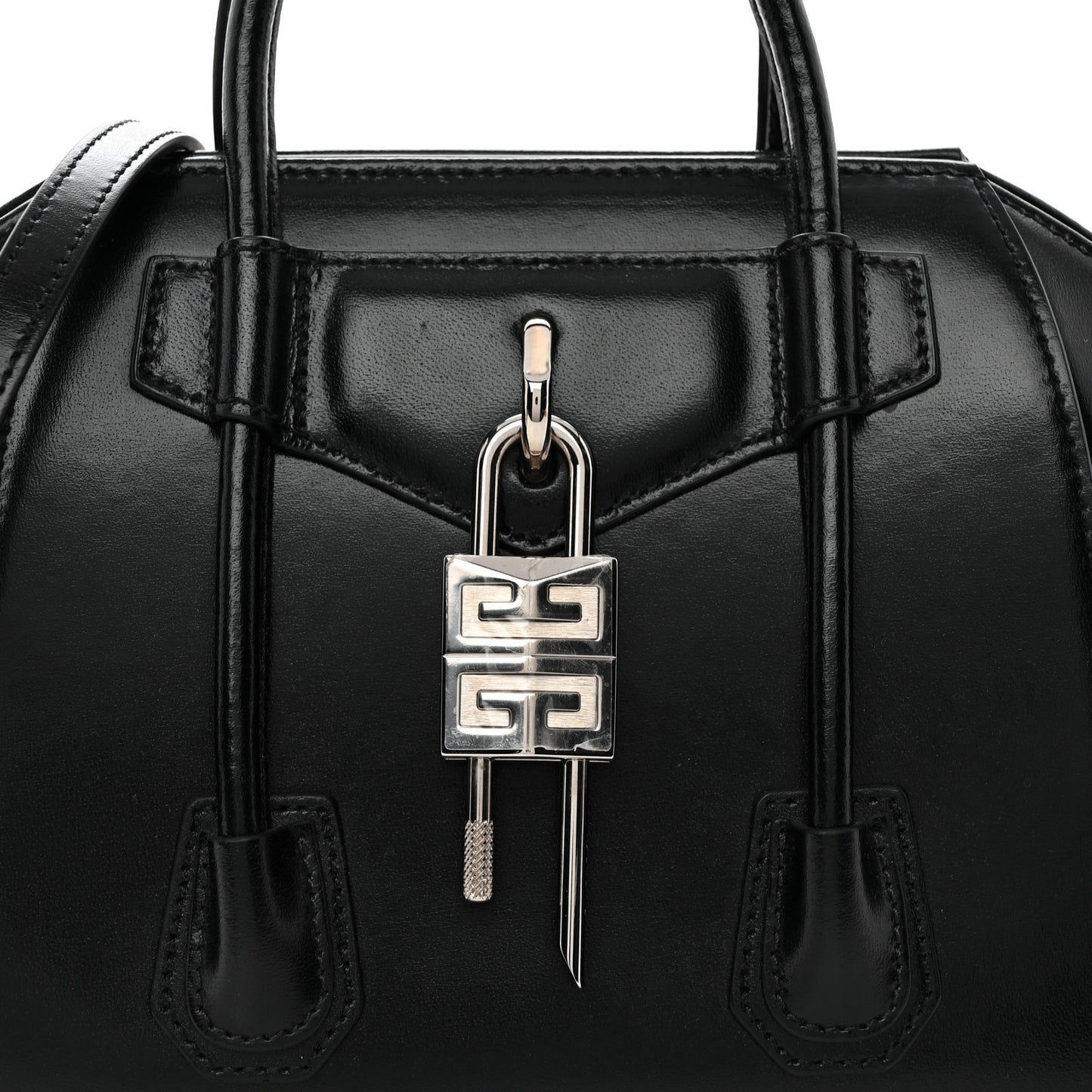 Box Calfskin Padded Mini Lock Antigona Shoulder Bag Black