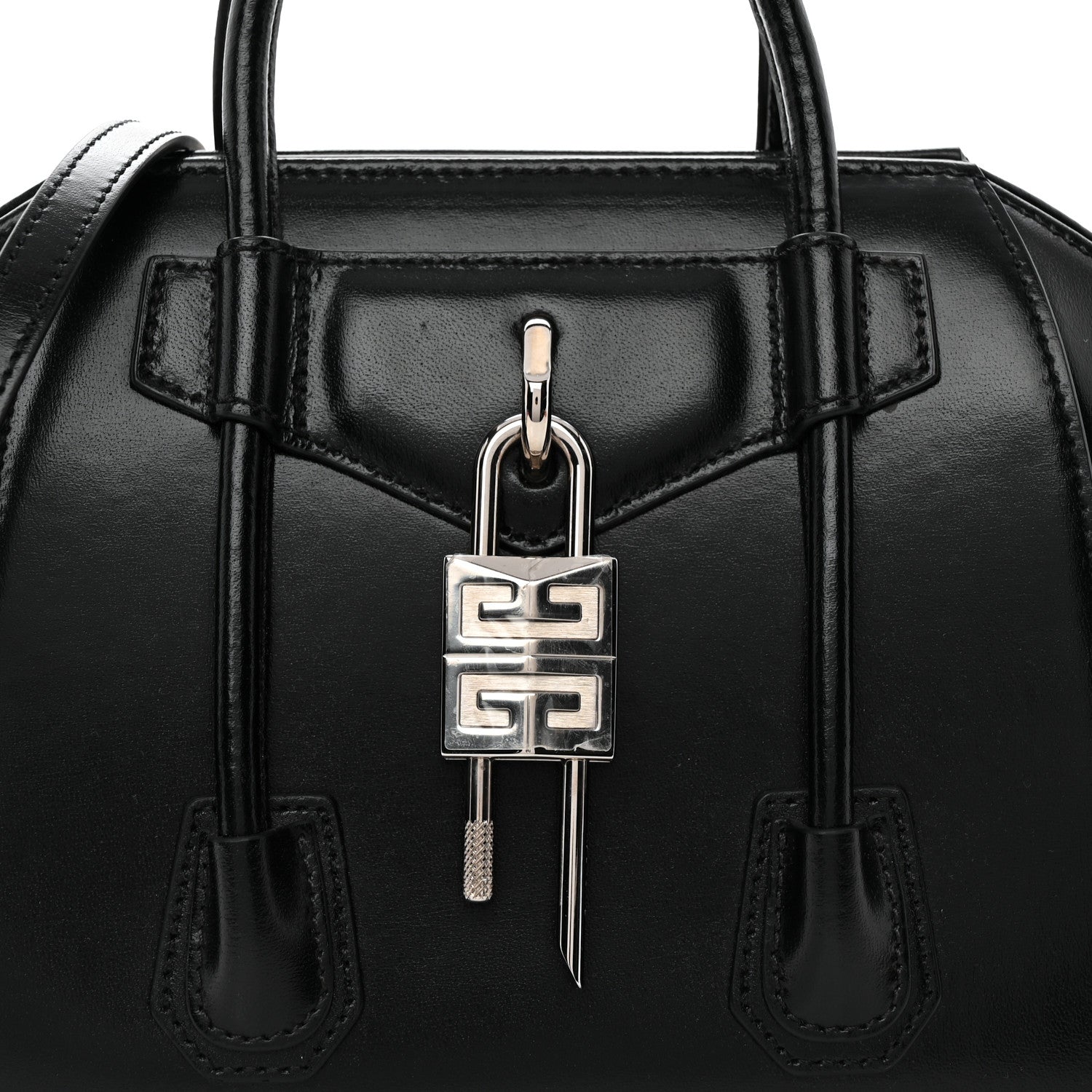 Givenchy Box Calfskin Padded Mini Lock Antigona Shoulder Bag Black 8 of 10